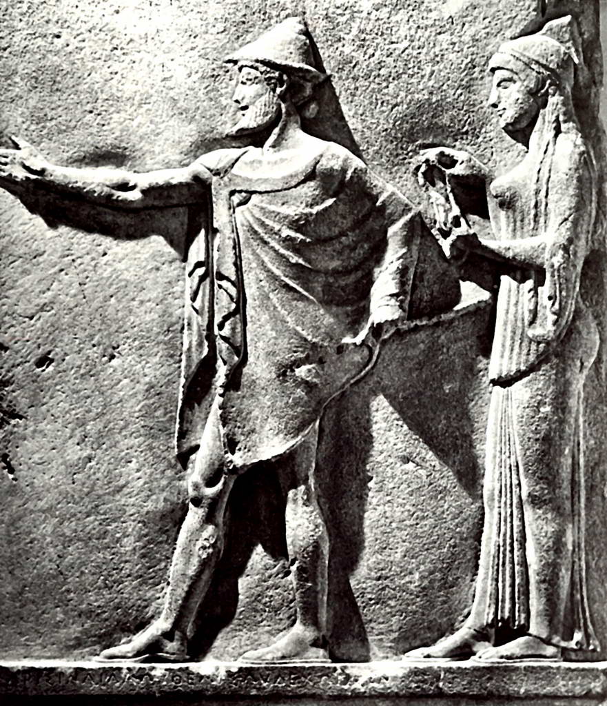 Гермес и Харита. Деталь рельефа с острова Тасос. Около 480 г. до н.э.