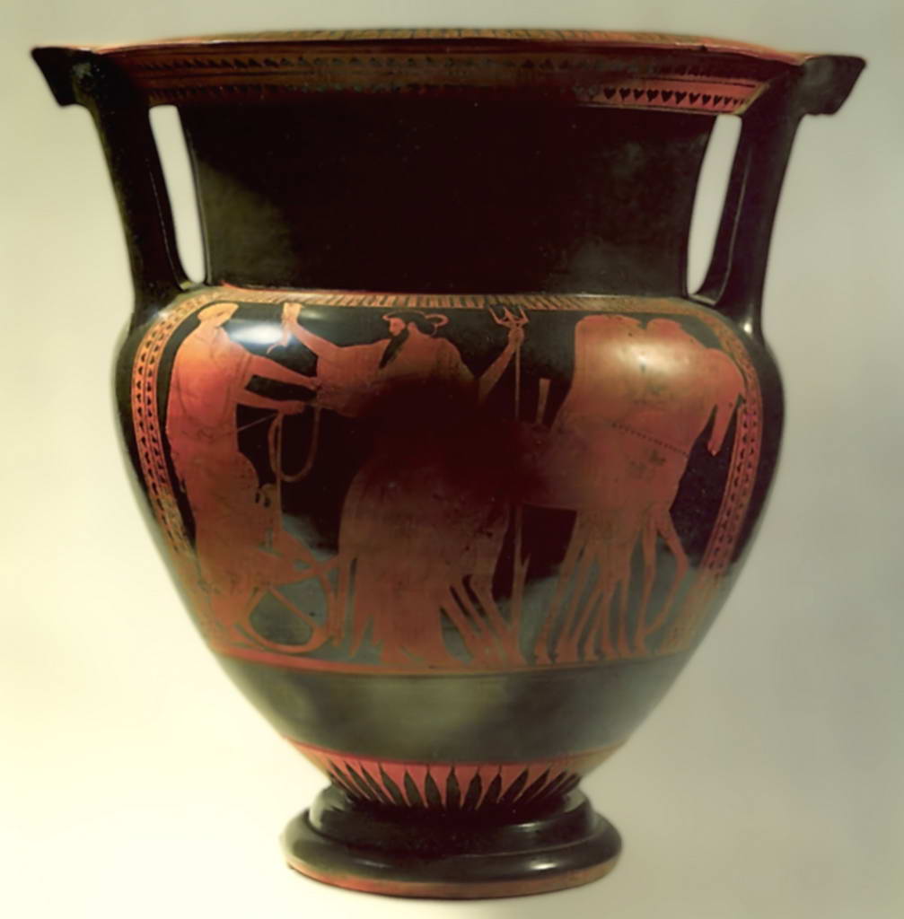 Кратер с изображением Посейдона и Амфитриты.  Конец первой четверти 5 в. до н.э.