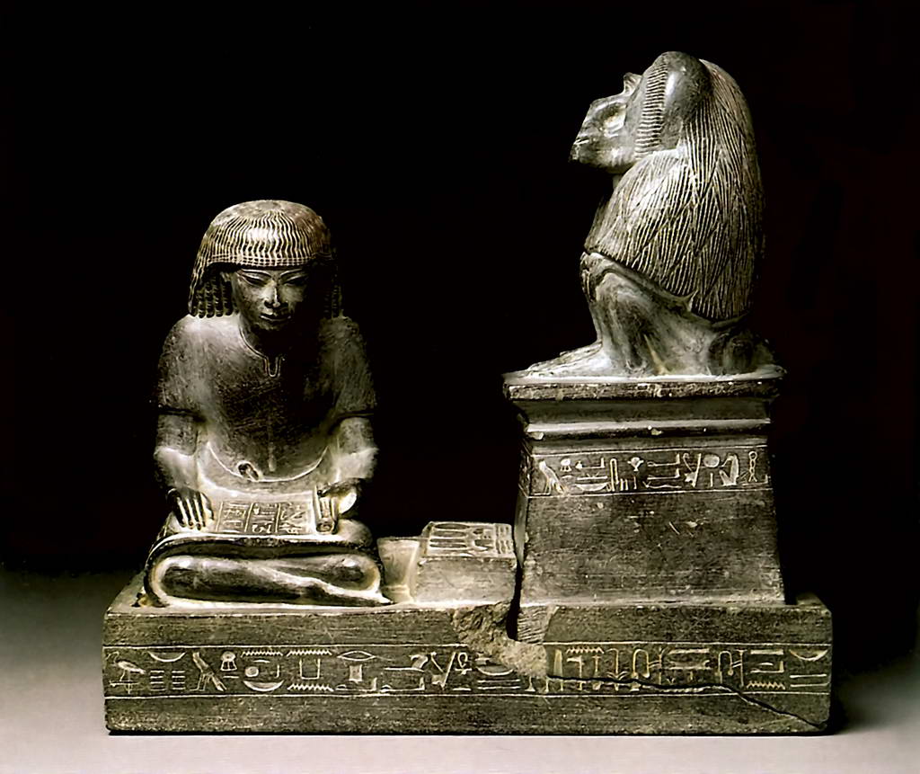 Статуэтка писца и бога Тота, покровителя писцов. Около 1360 г. до н.э.