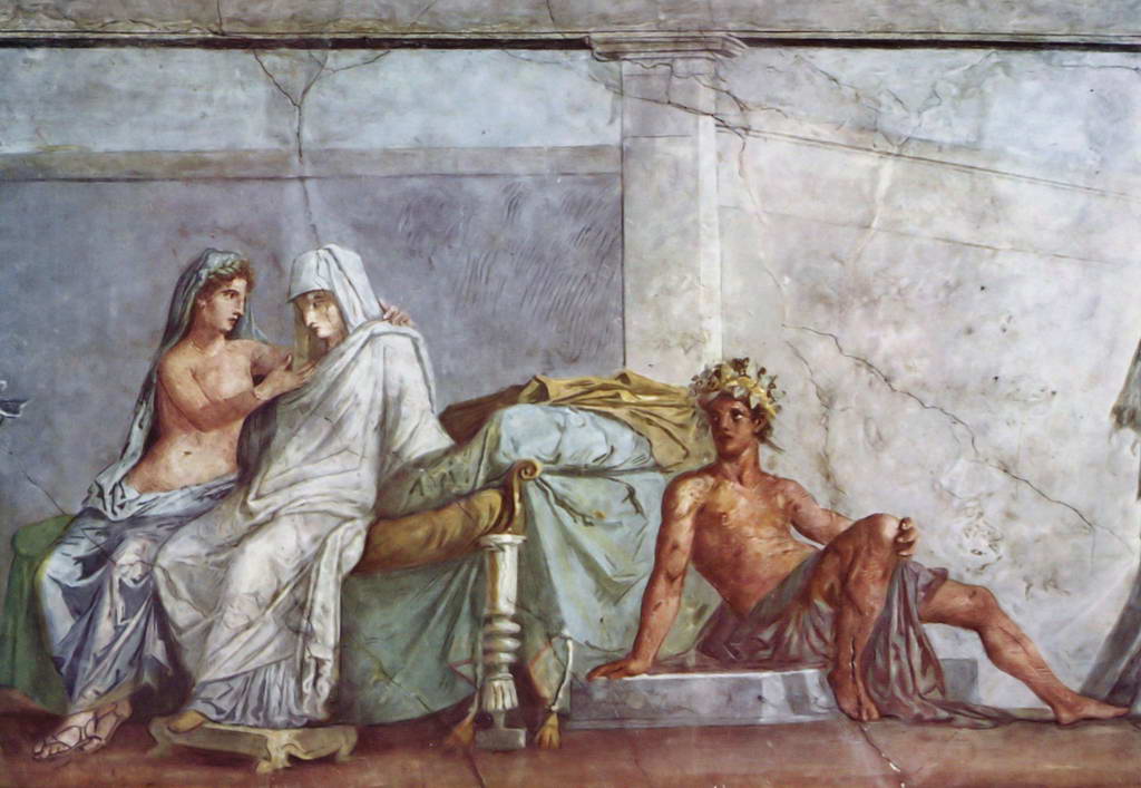 Альдобрандинская свадьба.  фрагмент. Афродита, невеста и Дионис.    Около рубежа н.э.