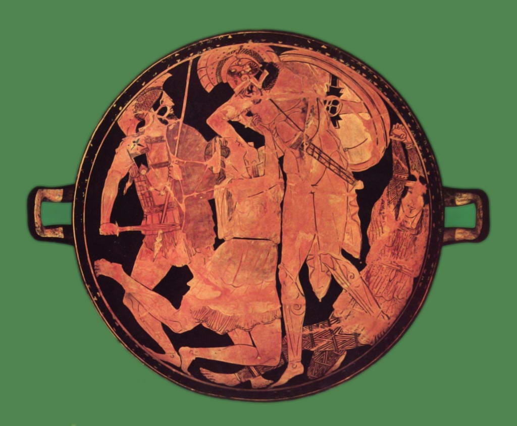 Ахилл убивает Пенфесилею.    Около 460 г. до н.э.