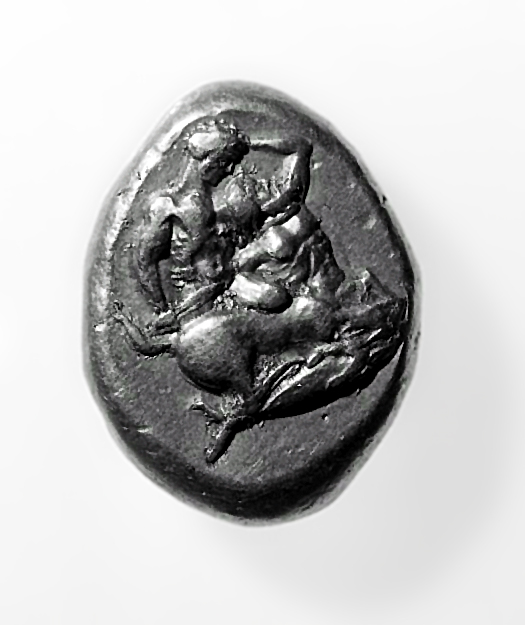 Лапиф и кентавр. Электрум.  400-330 гг. до н.э.