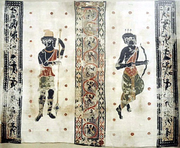 Артемида и Актеон. Фрагмент коптской ткани.   Около 4 в. до н.э.