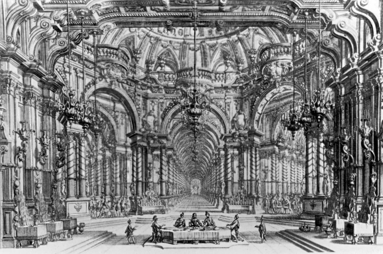 Дж. Галли-Биббиена. Декорация оперного спектакля. Придворный театр в Мюнхене. 1722.