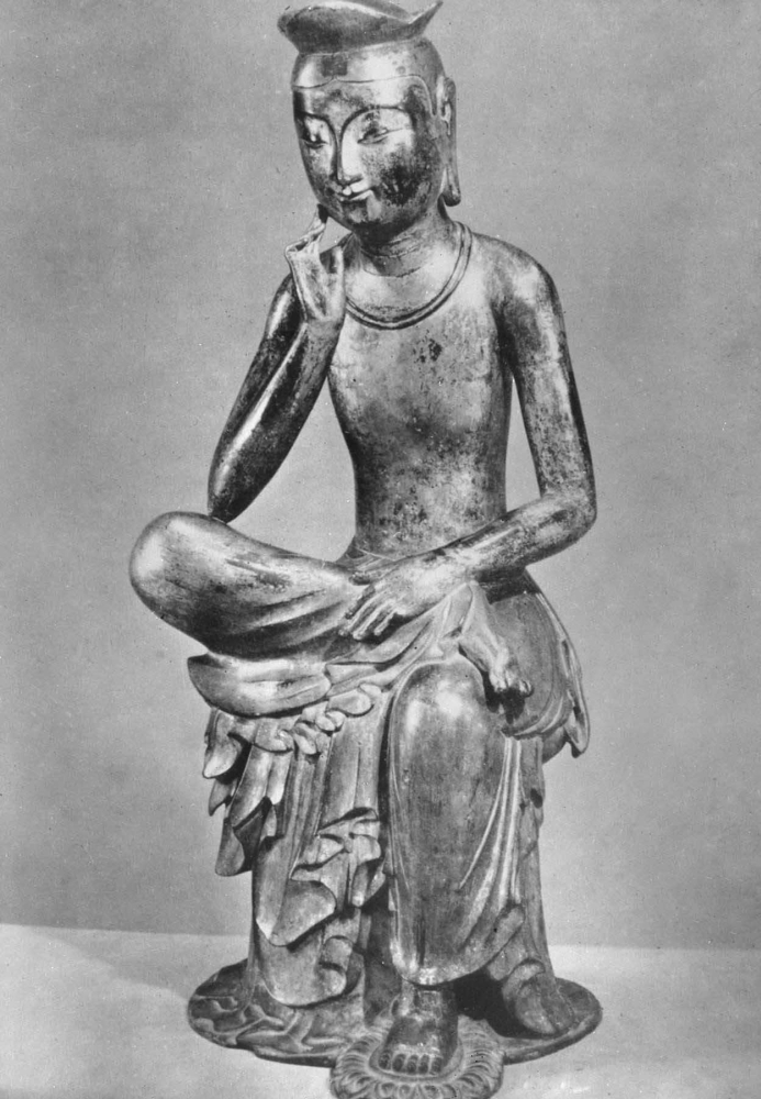 Статуя Майтреи - Будды будущкего. Позолоченная бронза. Нач. 7 в. Национальный музей. Сеул.
