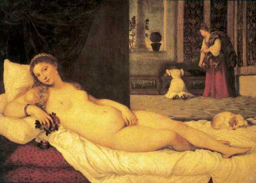 Тициан. «Венера Урбинская». 1538 г. Галерея Уффици. Флоренция