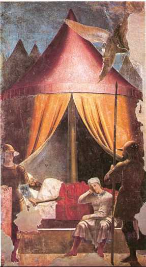Пьеро делла Франческа. «Сон императора Константина». Фреска. 1452—66 гг. Церковь Сан-Франческо. Ареццо
