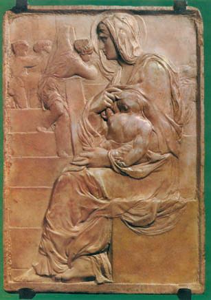 Микеланджело. «Мадонна у лестницы». Барельеф. Мрамор. Ок. 1491 г. Дом Буонарроти. Флоренция