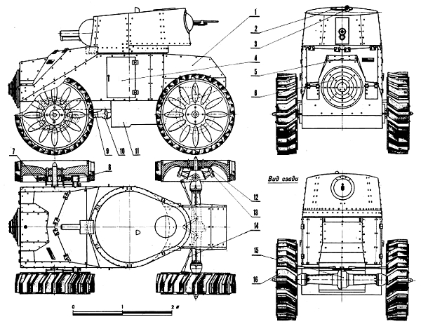 Высококолесный танк «Ансальдо»:
