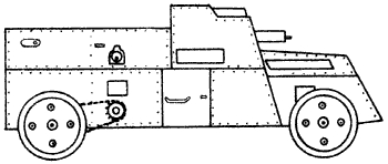 Бронеавтомобиль «Руссо-Балт М», 1914 г. Боевая масса — 4 (8,35) т, экипаж — 5 (6) человек, габариты — 4500Х1980Х2000 мм, <a href=