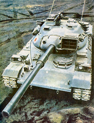        Разработка танка “74” начата в 1964 году, а серийное производство в 1975 году. Всего выпущено выше 870 ед. Для танка принята традиционная компоновочная схема с задним расположением МТО и раздельным размещением экипажа, состоящего из четырех человек: командир танка и наводчик - справа, заряжающий слева от пушки, а механик-водитель - в левой передней части корпуса. Особенностью танка является малый объем обитаемых отделений, что обусловлено ориентацией на сравнительно низкорослых танкистов. Определенное влияние на компоновку оказало использование гидропневматической подвески, позволяющей изменять клиренс и положение танка относительно опорной поверхности. Основным вооружением является английская 105-мм нарезная <a href=