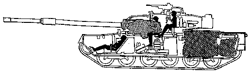 Высота современного 50-тонного английского танка “Чифтен” равна 2,4 метра, тогда как у американского танка того же класса М-60 она составляет 3,2 метра. Столь значительное сокращение высоты достигнуто английскими конструкторами за счет применения малогабаритной силовой установки, повышения плотности компоновки оборудования и размещения водителя в кресле с регулируемой спинкой, позволяющем в боевой обстановке вести машину, лежа на спине.
