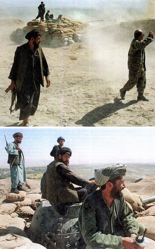 Т-55 афганских вооруженных сил ведет огонь по позициям талибов. (Афганистан, октябрь 2001г.) ИТАР-ТАСС
