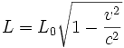 L=L_{0}\sqrt{1-\frac{v^2}{c^2}}