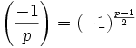 \left(\frac{-1}p\right)=(-1)^\frac{p-1}2