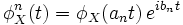 \phi_X^n(t) = \phi_X(a_n t) \, e^{ib_n t}