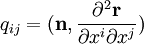 q_{ij}=(\bold{n},\frac{\partial^2 \bold{r}}{\partial x^i \partial x^j})