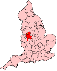 Графство Стаффордшир на карте Англии