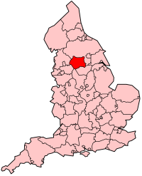 Графство Западный Йоркшир на карте Англии