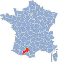 Департамент Гаронна Верхняя на карте Франции