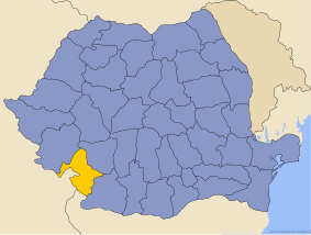 Карта Румынии с выделенным жудецем Мехединци