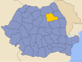 Карта Румынии с выделенным жудецем Нямц