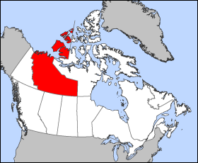 Северо-Западные территории на карте Канады