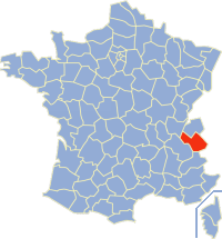 Департамент Савойя на карте Франции