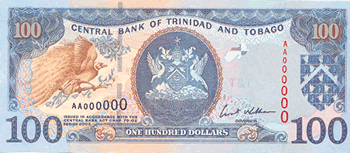 Банкнота достоинством в 100 долларов Тринидада и Тобаго
