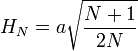 ~H_N = a\sqrt{\frac{N+1}{2N}}