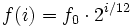  f(i) = f_0 \cdot 2^{i/12} 