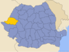Карта Румынии с выделенным жудецем Арад