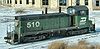 Burlington Northern Railroad EMD NW2 #510, a 1000 hp switching locomotive, at Aurora, Illinois.