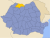 Карта Румынии с выделенным жудецем Марамуреш