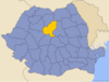 Карта Румынии с выделенным жудецем Муреш