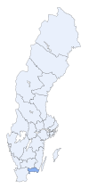 Расположение лена Блекинге в Швеции