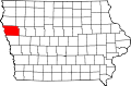 Округ Вудбери на карте штата.