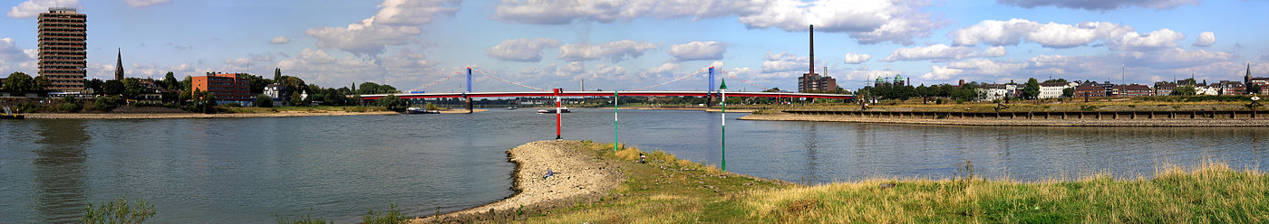 Панорама моста им. Фридриха Эберта  (вид со стрелки у впадения Рура в Рейн)