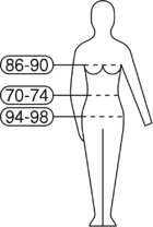 Пиктограмма по стандарту EN 13402-1 для платьев размером 88-72-96