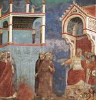 Giotto - Legend of St Francis - -11- - St Francis before the Sultan (Trial by Fire).jpg