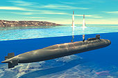 3D-изображение подводного пуска ракет.