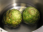 Artichokes being cooked.jpg