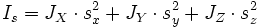 ~ I_s= J_{X} \cdot s_x^2 +J_{Y} \cdot s_y^2 + J_{Z} \cdot s_z^2   