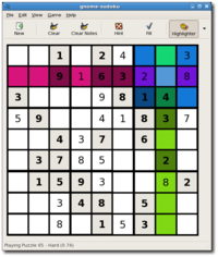 Снимок Gnome Sudoku