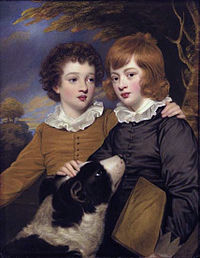 Henry Gawler (1766-1852) and his brother John Bellenden Ker (1765-1842) holding a portfolio, as children with their dog by Henry Bone.jpg