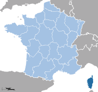 Карта Франции с выделенным регионом Корсика