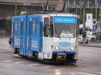 Таллинский трамвай «Tatra КТ4» маршрута № 3, в раскраске Skype