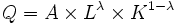 Q=A\times L^{\lambda}\times K^{1-\lambda}