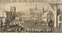 Decaptitation of Johan van Oldenbarnevelt - Onthoofding van Oldenbarnevelt (Iustitie aen Ian van Oldenbarnevelt geschiet )(1619, Claes Jansz. Visscher).jpg