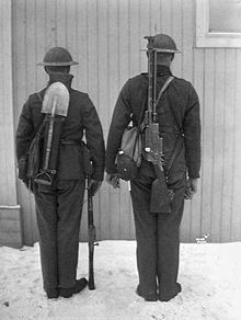 Norwegian soldiers with Krag-Jørgensen rifle and Madsen LMG.jpg
